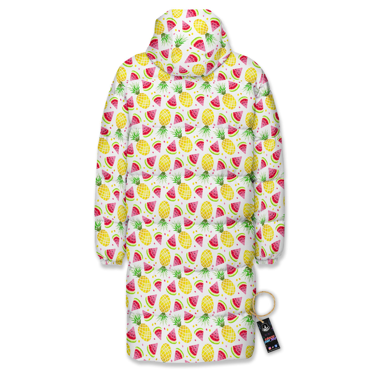 Watermelon Cute Pineapple Print Pattern Long Down Jacket-grizzshop