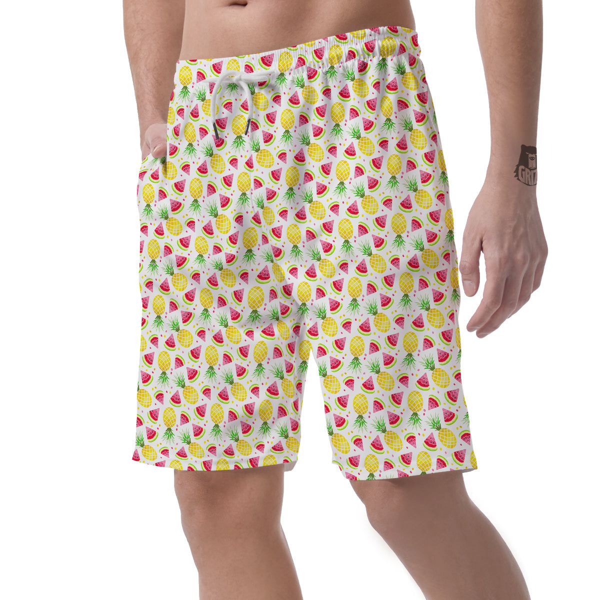 Watermelon Cute Pineapple Print Pattern Men's Shorts-grizzshop