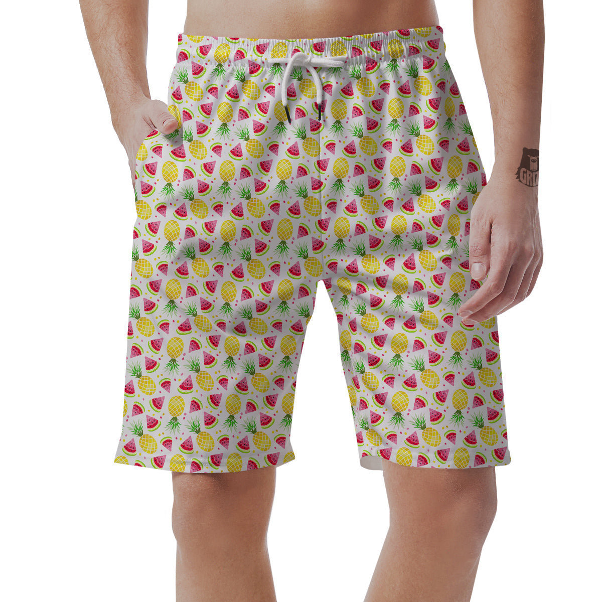 Watermelon Cute Pineapple Print Pattern Men's Shorts-grizzshop