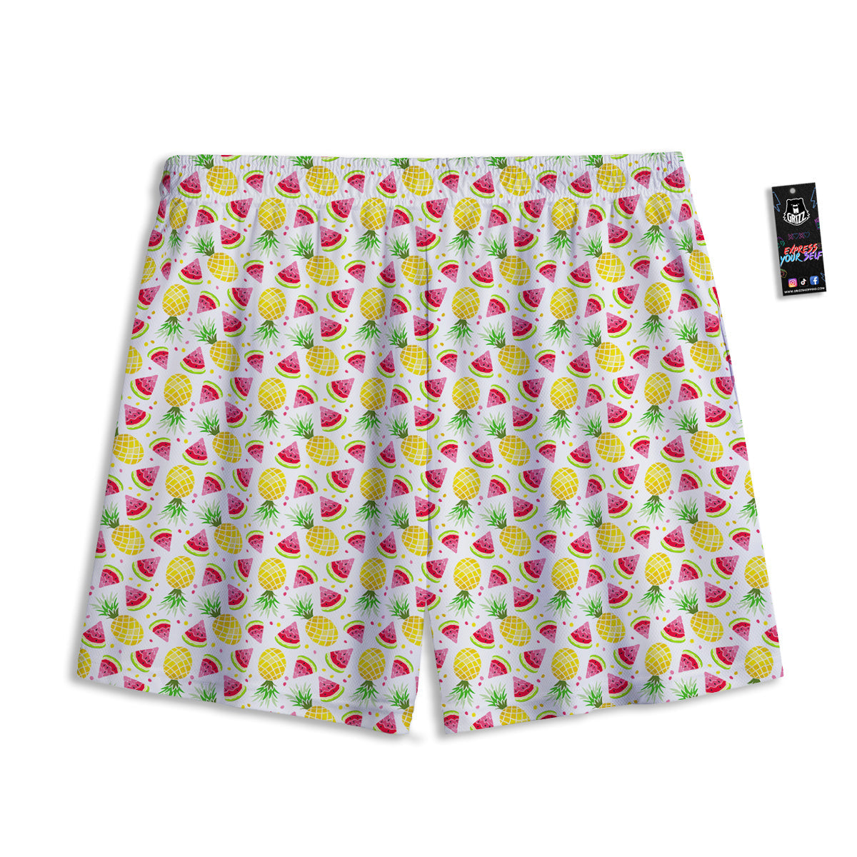 Watermelon Cute Pineapple Print Pattern Mesh Shorts-grizzshop