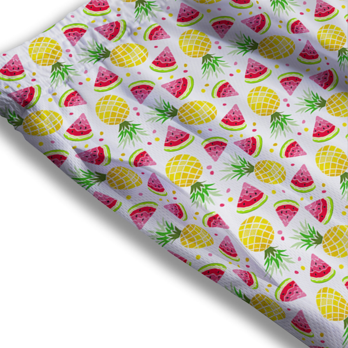 Watermelon Cute Pineapple Print Pattern Mesh Shorts-grizzshop