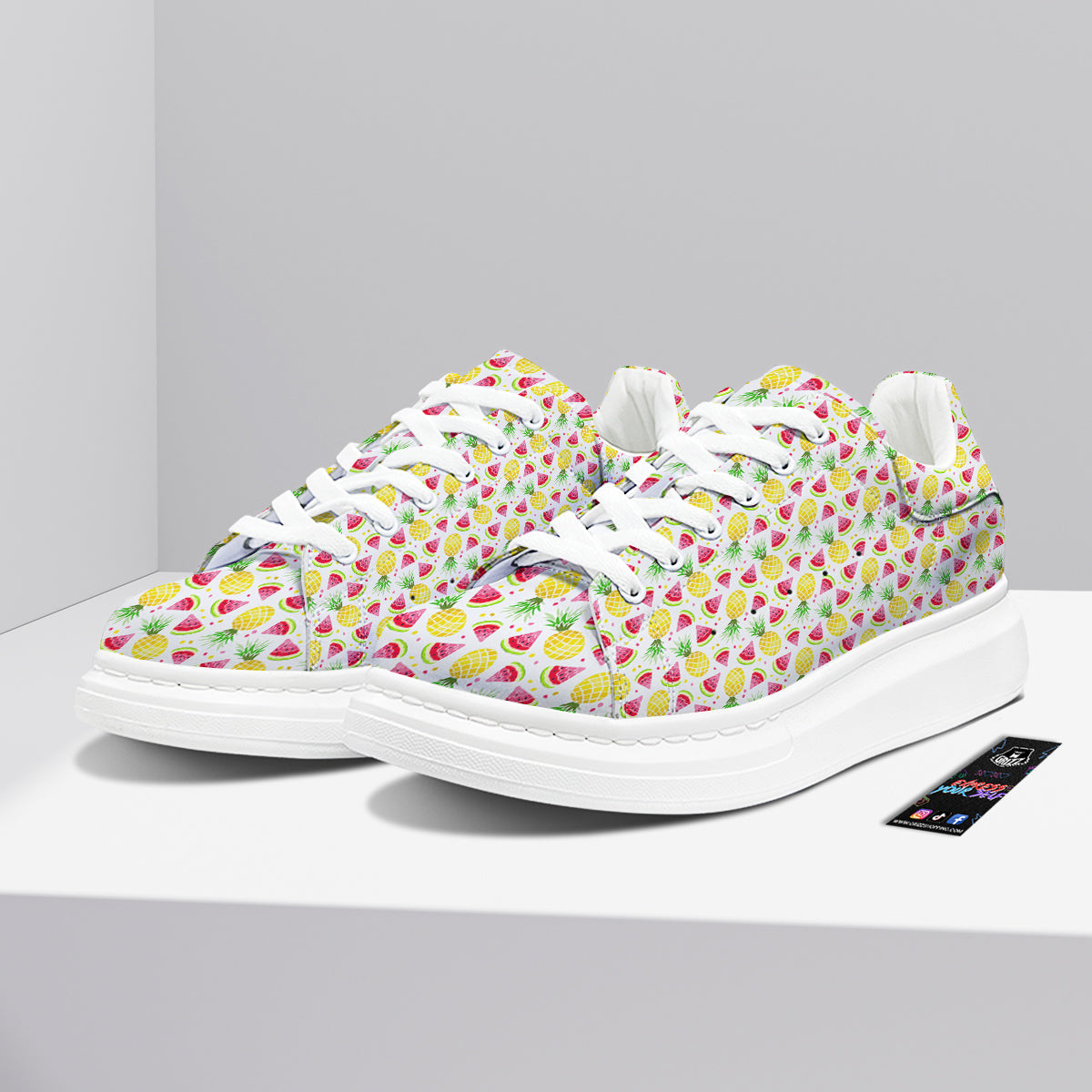 Watermelon Cute Pineapple Print Pattern Platform Shoes-grizzshop