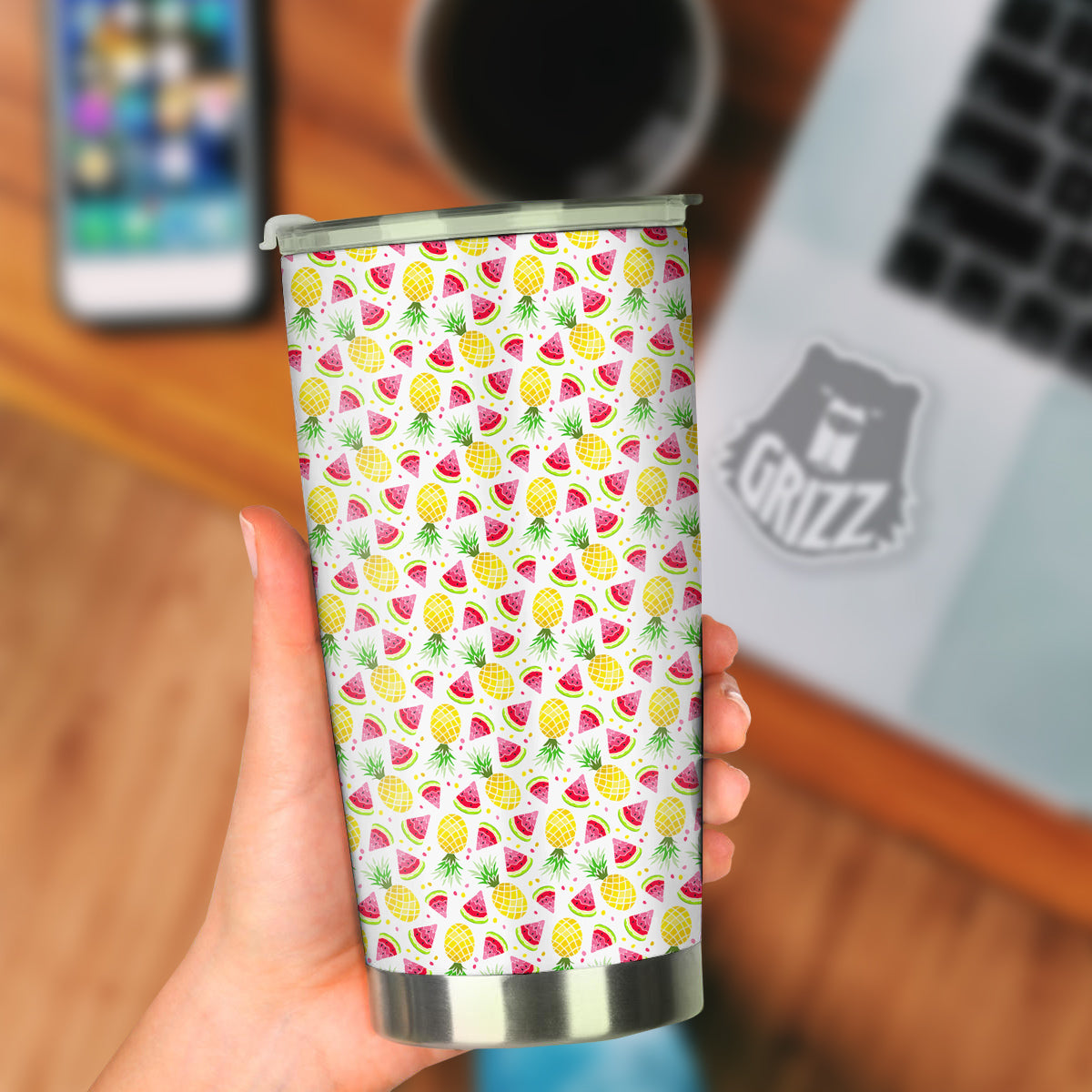 Watermelon Cute Pineapple Print Pattern Tumbler-grizzshop