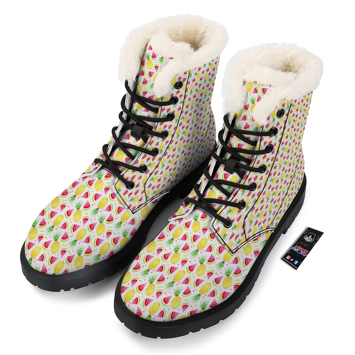 Watermelon Cute Pineapple Print Pattern Winter Boots-grizzshop