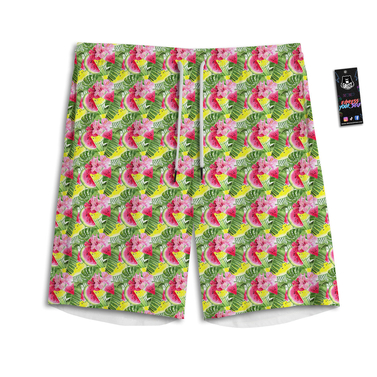 Watermelon Cute Tropical Print Pattern Men's Athletic Shorts-grizzshop