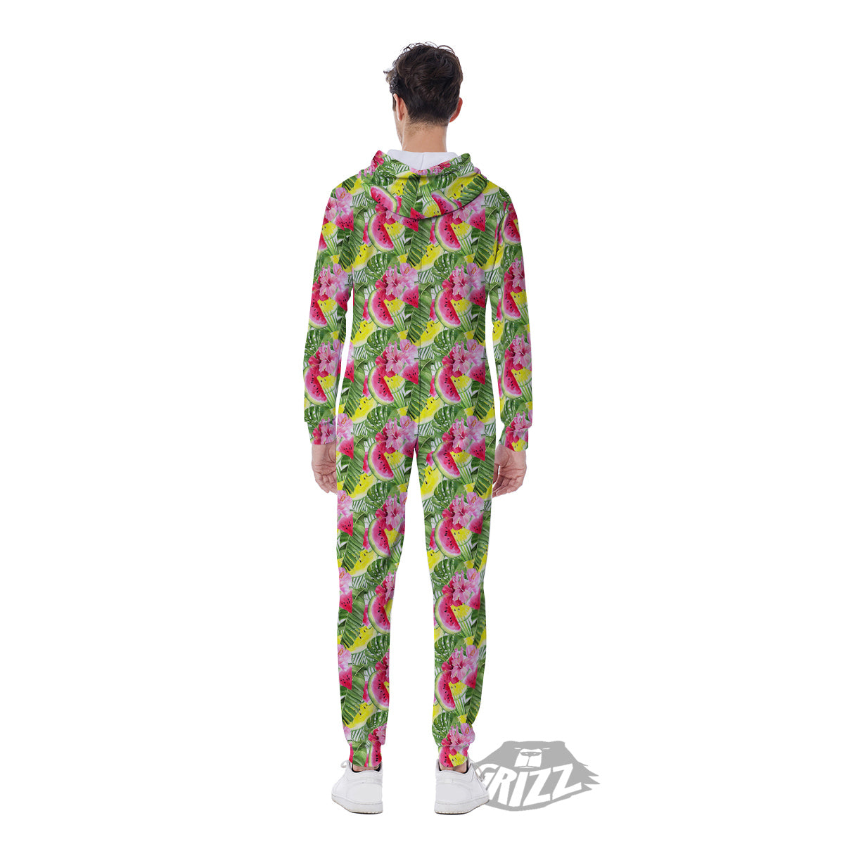 Watermelon Cute Tropical Print Pattern Men's Jumpsuit-grizzshop