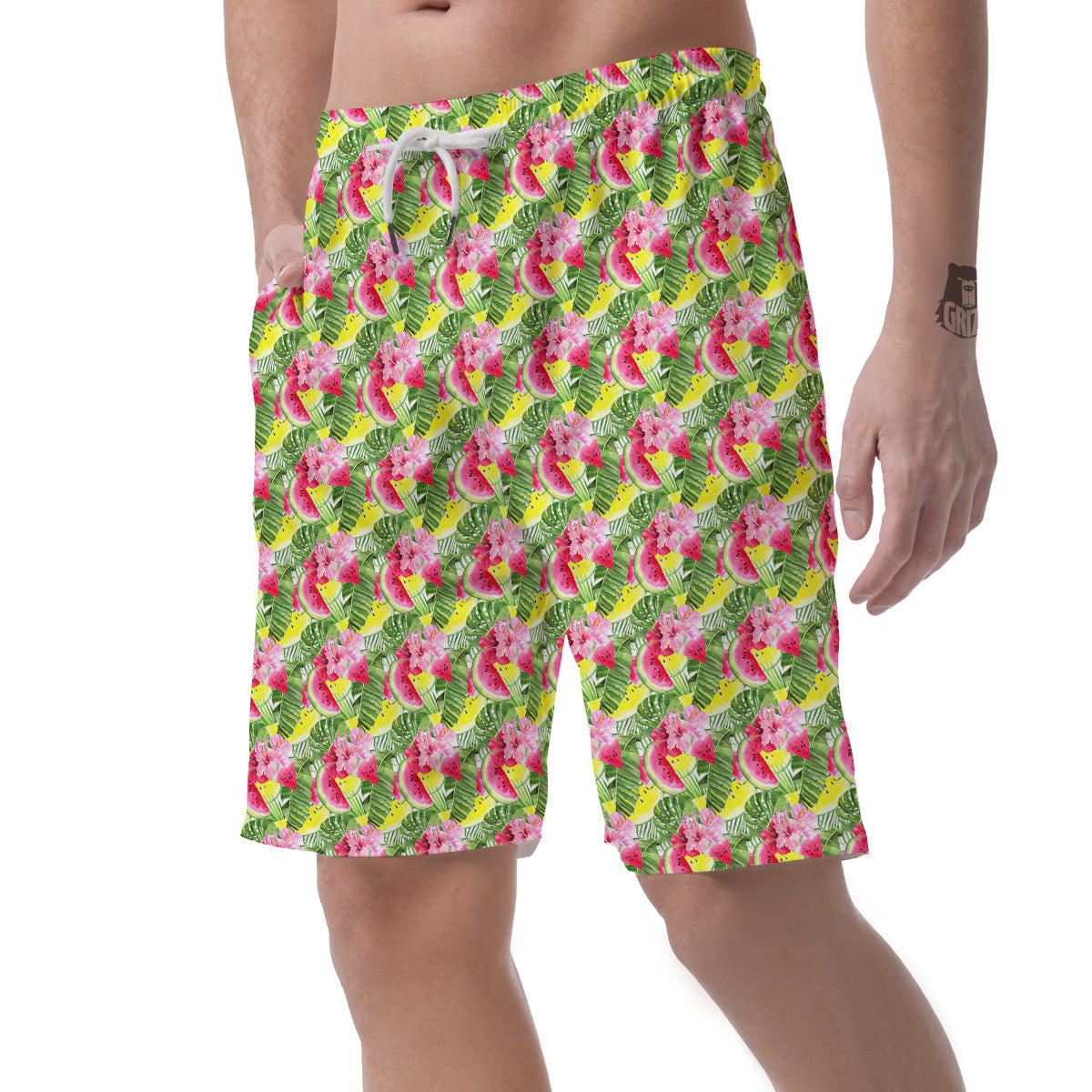 Watermelon Cute Tropical Print Pattern Men's Shorts-grizzshop