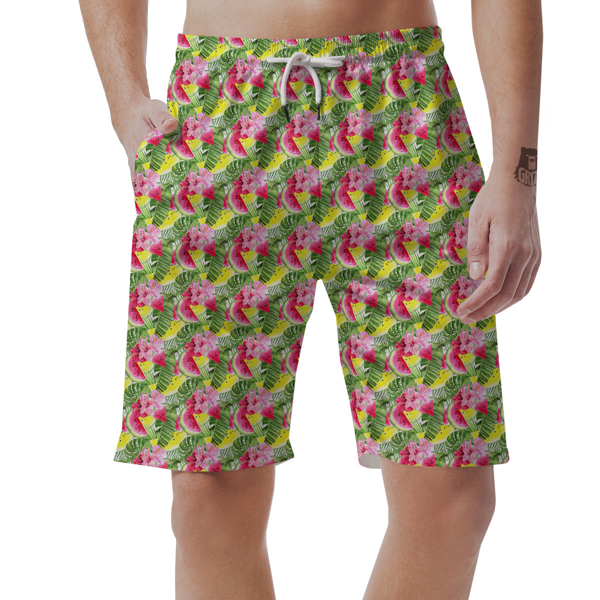 Watermelon Cute Tropical Print Pattern Men's Shorts-grizzshop