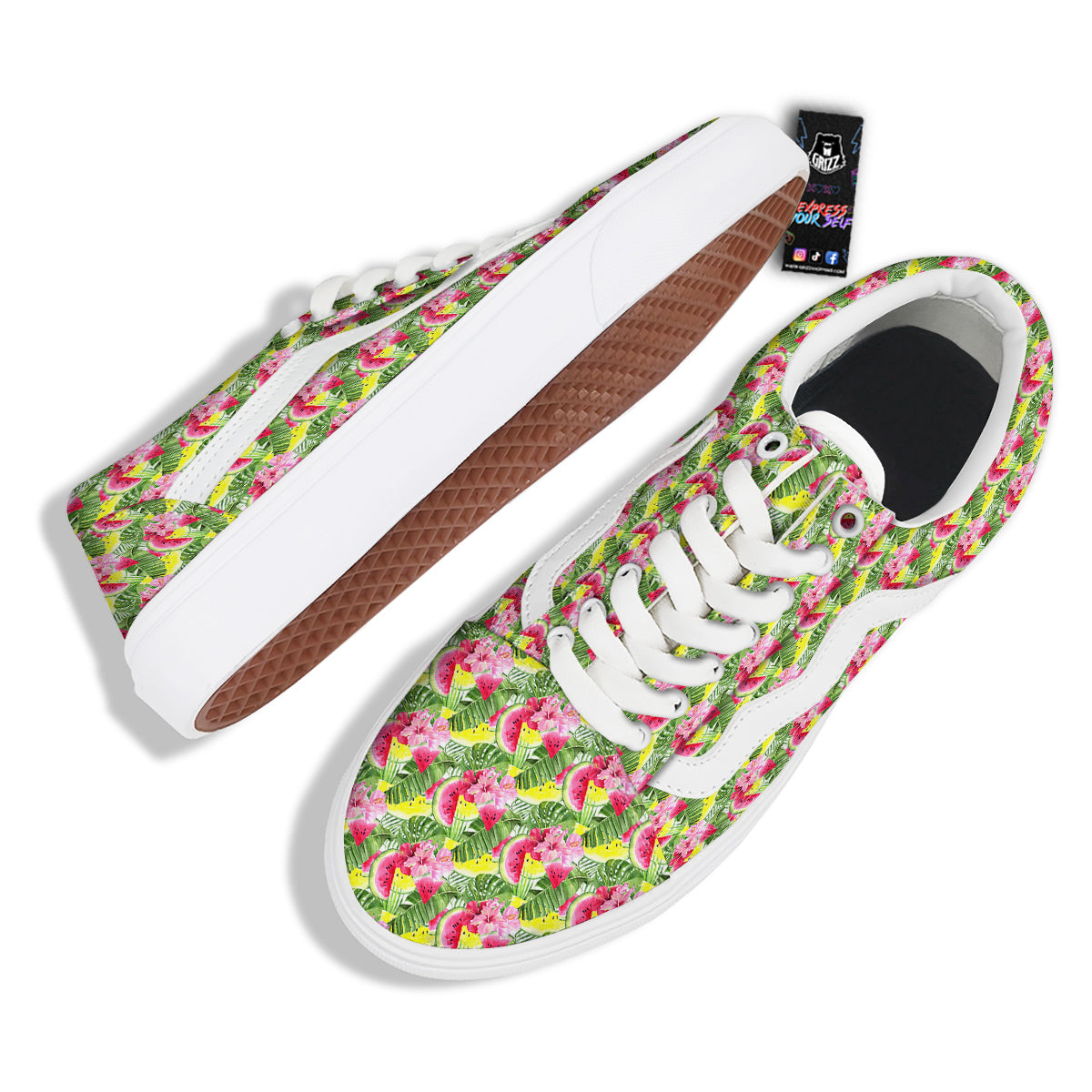 Watermelon Cute Tropical Print Pattern Skate Shoes-grizzshop