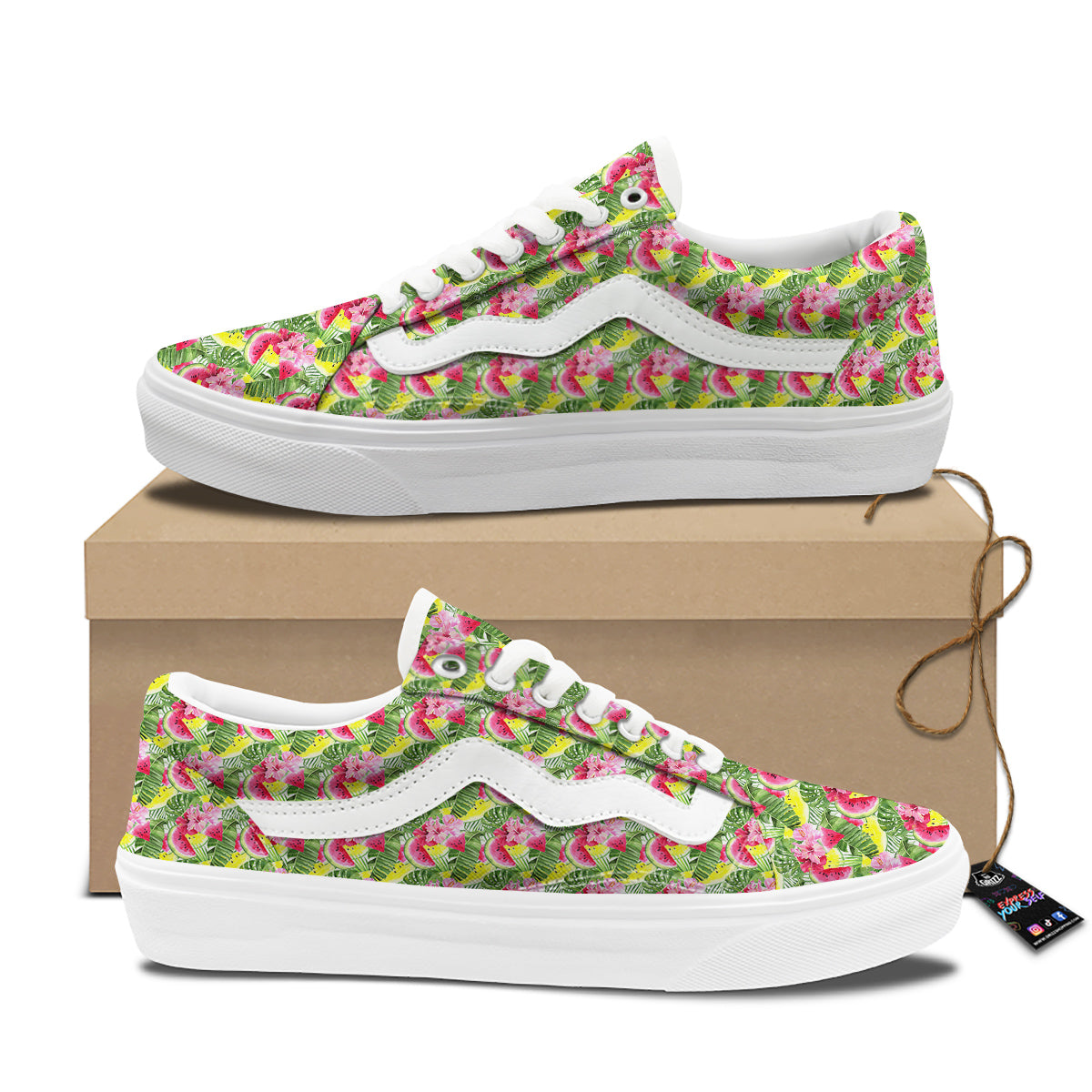 Watermelon Cute Tropical Print Pattern Skate Shoes-grizzshop