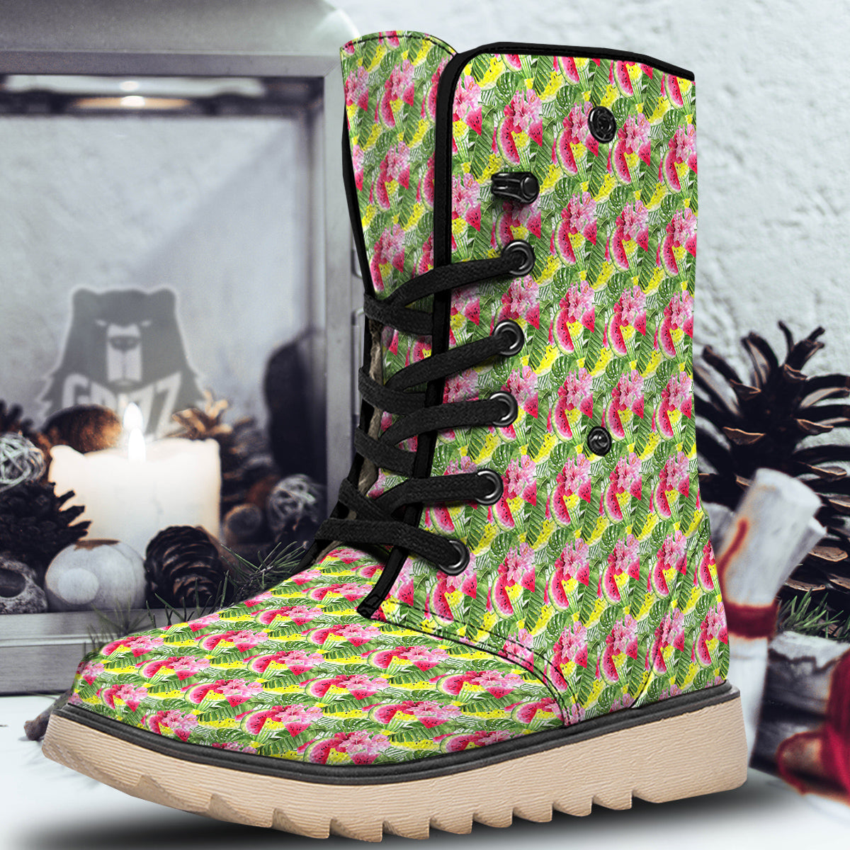 Watermelon Cute Tropical Print Pattern Snow Boots-grizzshop