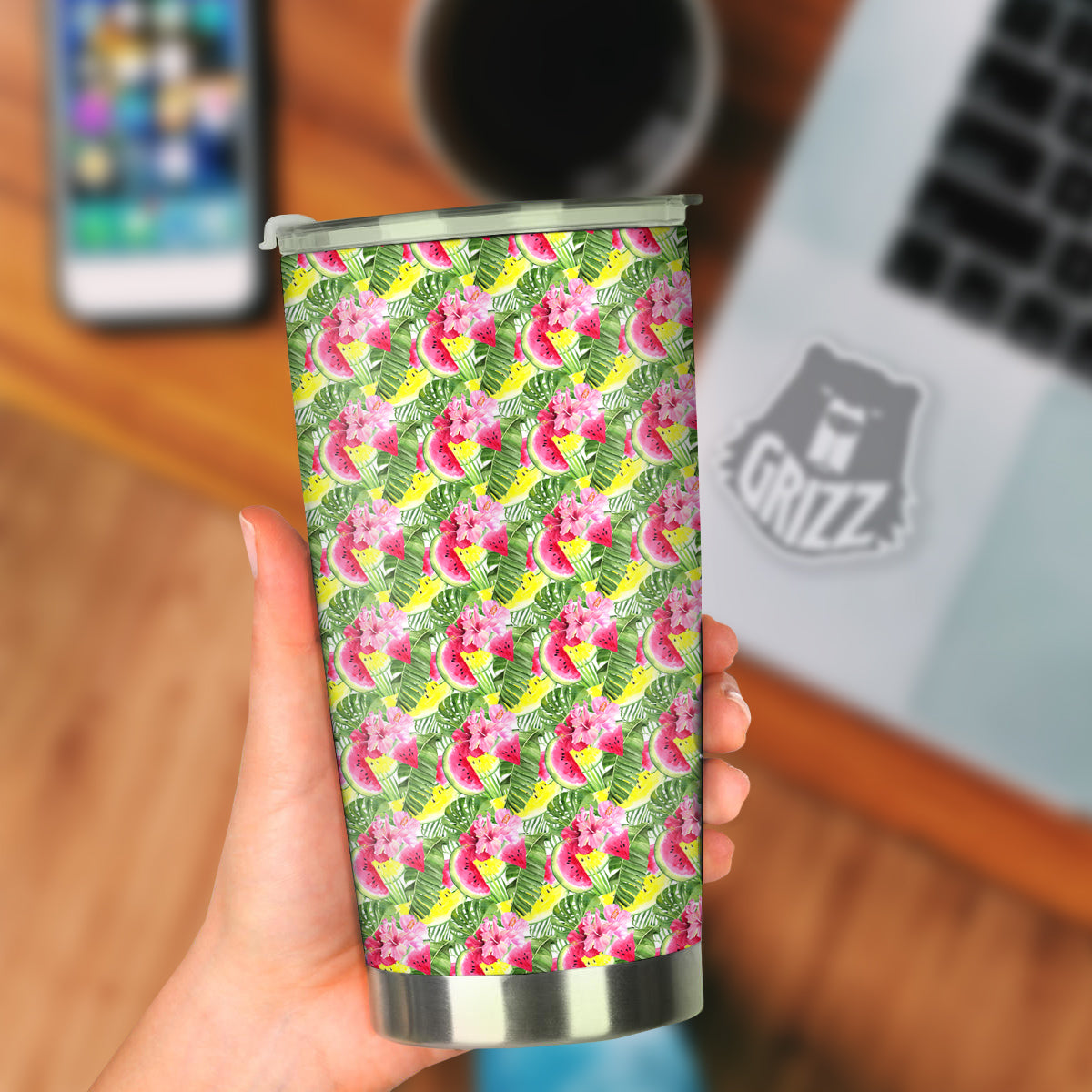 Watermelon Cute Tropical Print Pattern Tumbler-grizzshop