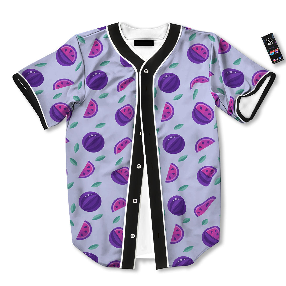 Watermelon Fancy Purple Print Pattern Baseball Jersey-grizzshop