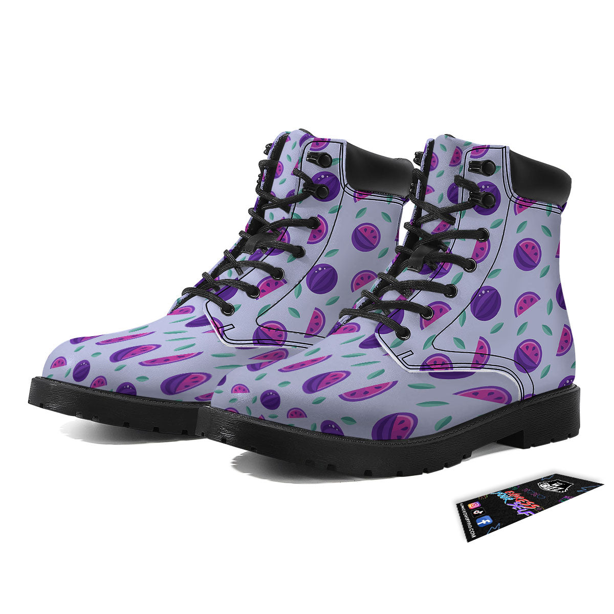 Watermelon Fancy Purple Print Pattern Boots-grizzshop