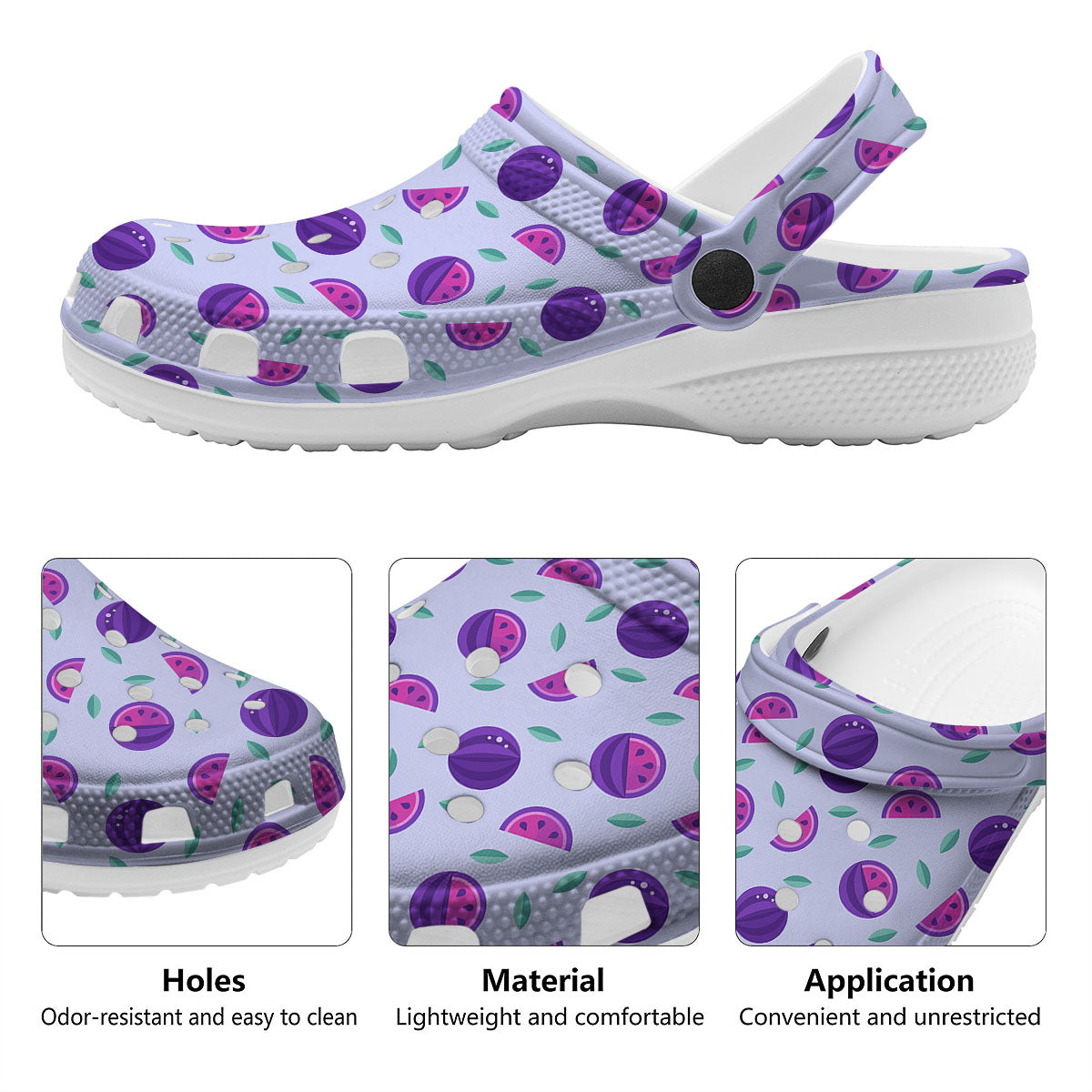Watermelon Fancy Purple Print Pattern Clog-grizzshop