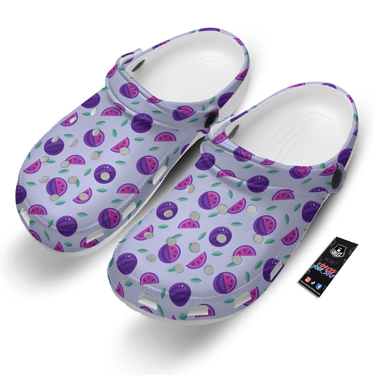Watermelon Fancy Purple Print Pattern Clog-grizzshop