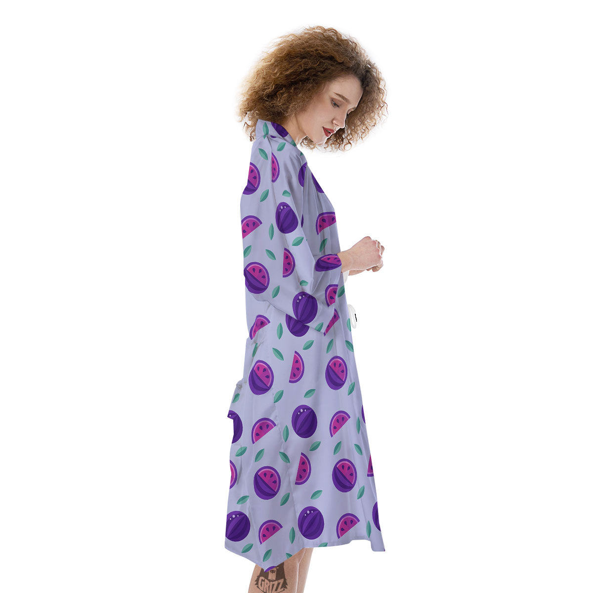 Watermelon Fancy Purple Print Pattern Kimono-grizzshop