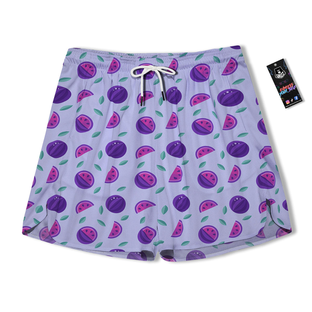 Watermelon Fancy Purple Print Pattern Men's Running Shorts-grizzshop