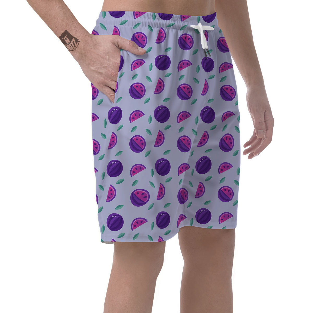 Watermelon Fancy Purple Print Pattern Men's Shorts-grizzshop