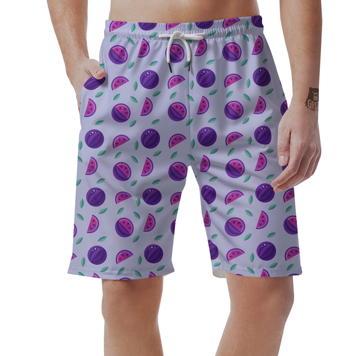 Watermelon Fancy Purple Print Pattern Men's Shorts-grizzshop