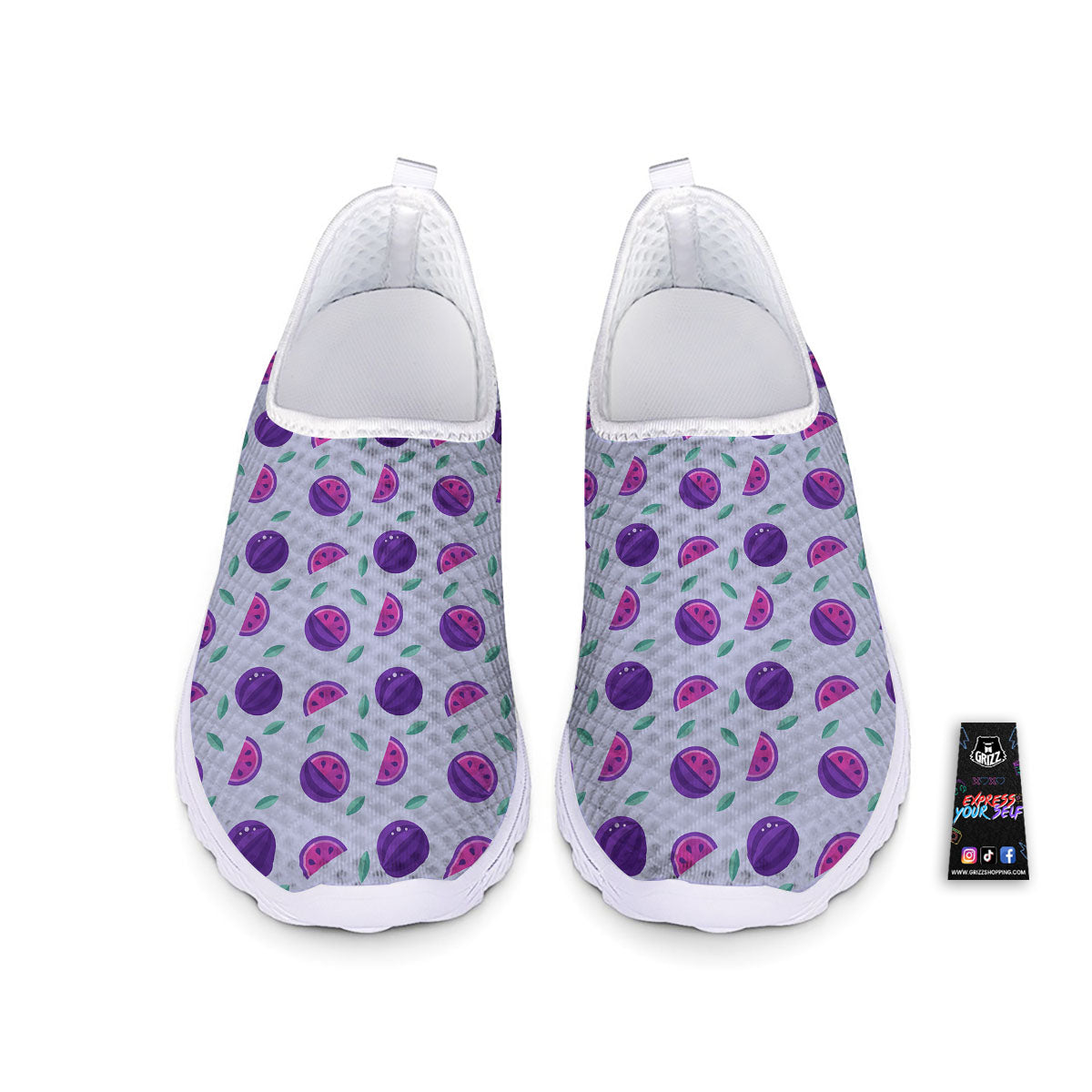 Watermelon Fancy Purple Print Pattern Nurse Shoes-grizzshop