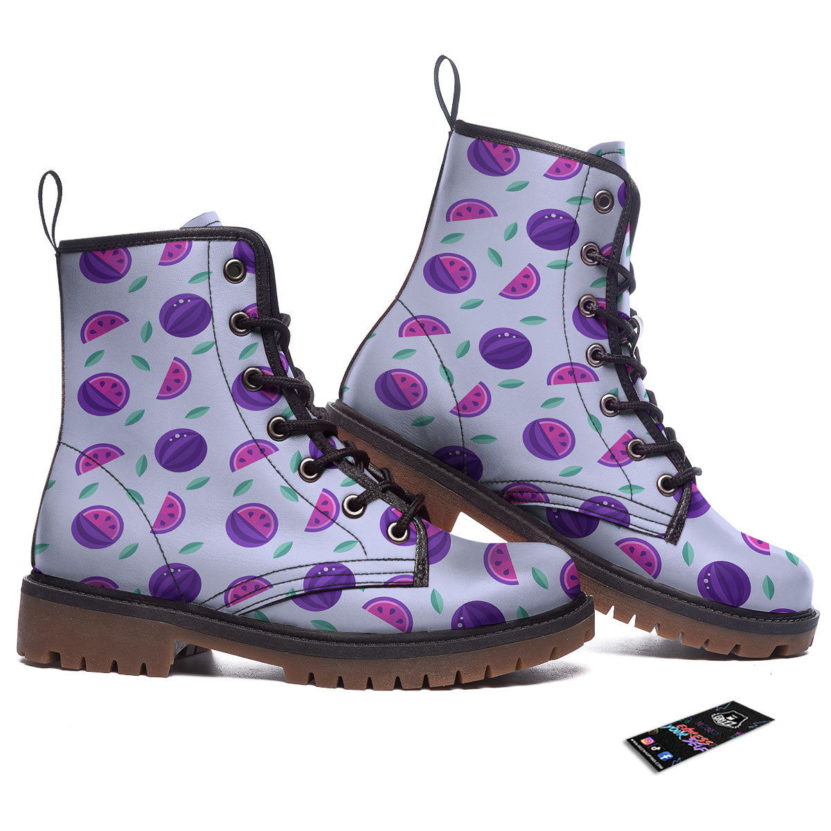 Watermelon Fancy Purple Print Pattern Work Boots-grizzshop