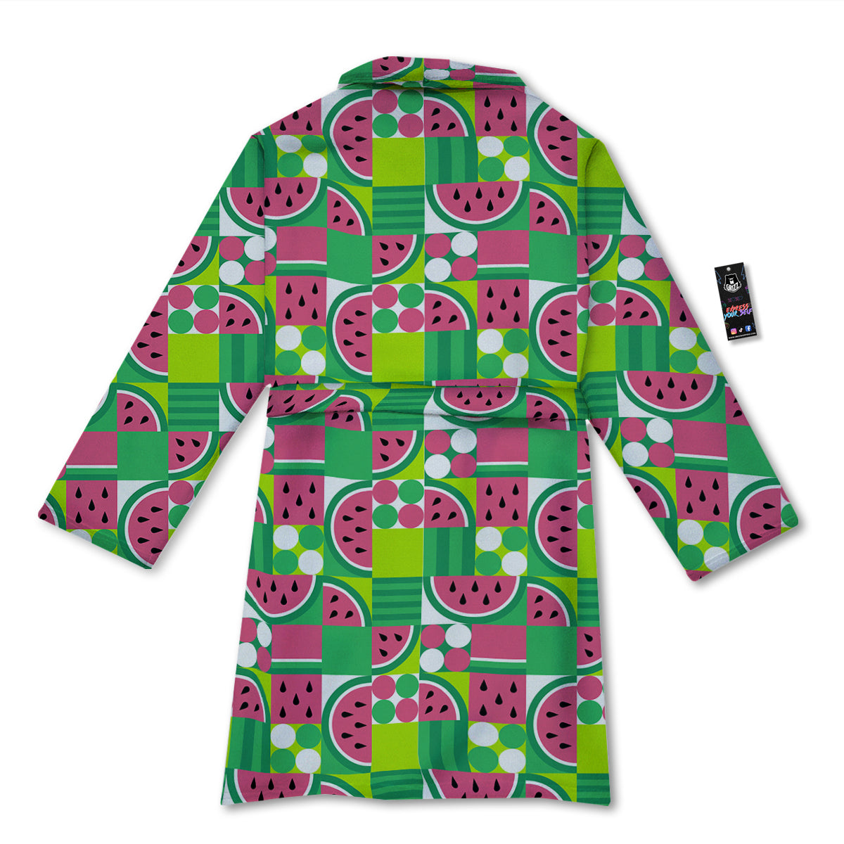 Watermelon Fruit Slice Geometric Print Bathrobe-grizzshop