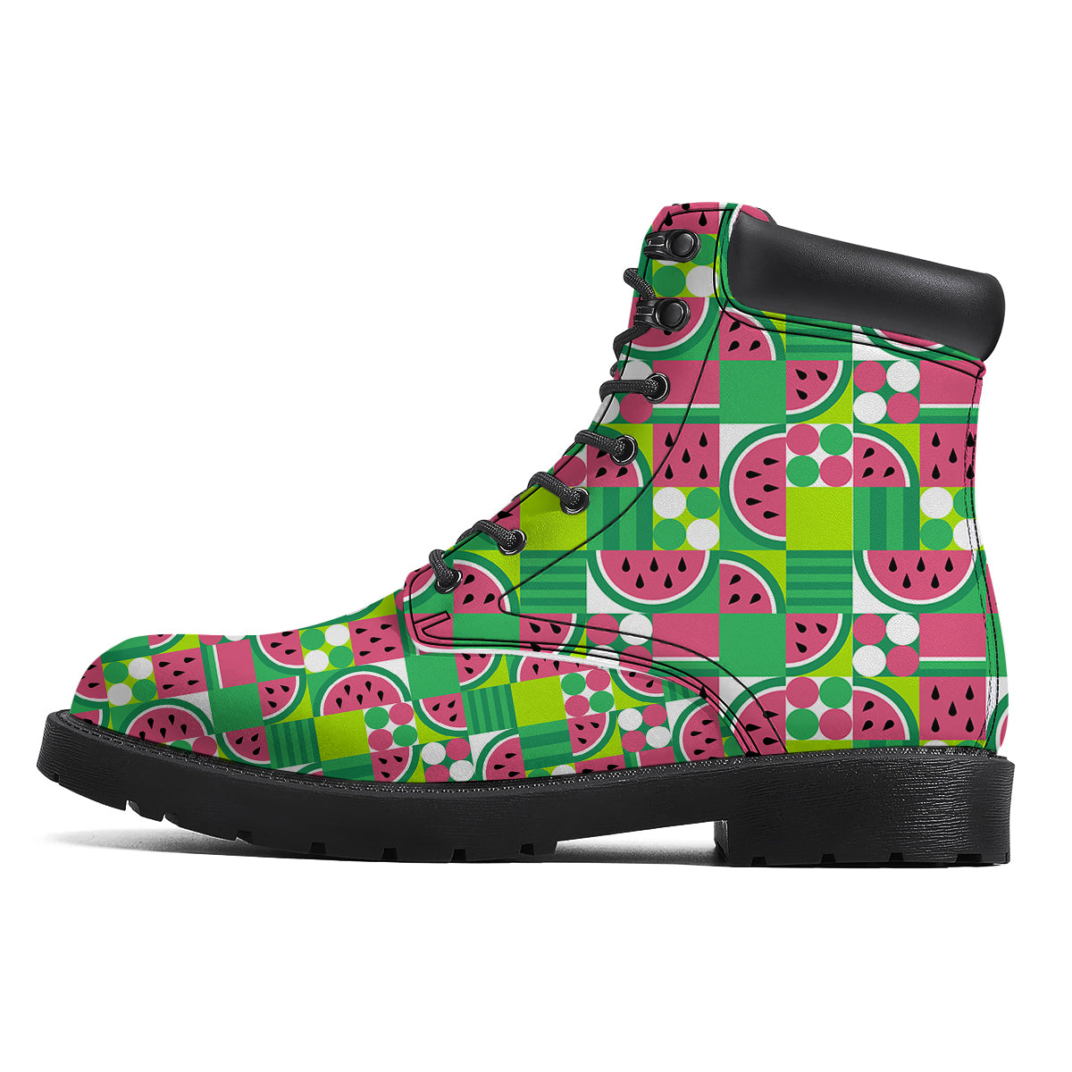 Watermelon Fruit Slice Geometric Print Boots-grizzshop