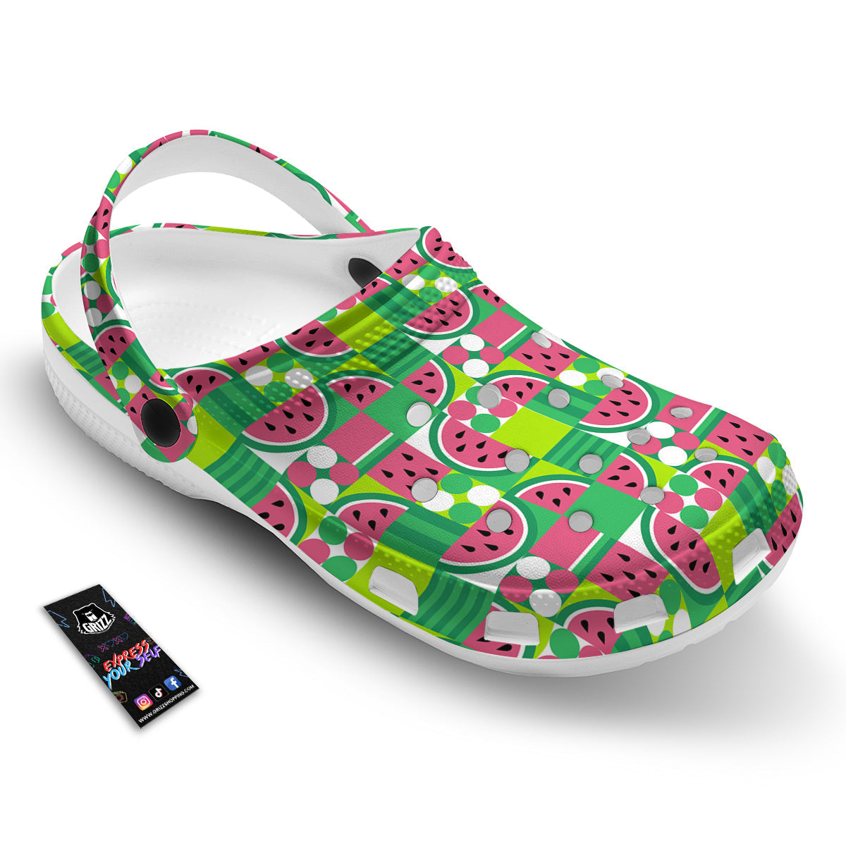 Watermelon Fruit Slice Geometric Print Clog-grizzshop