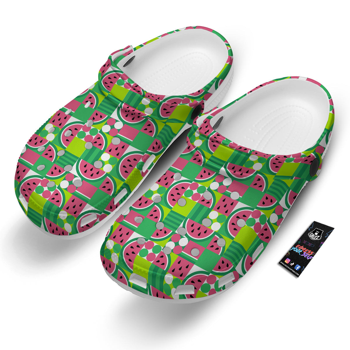 Watermelon Fruit Slice Geometric Print Clog-grizzshop