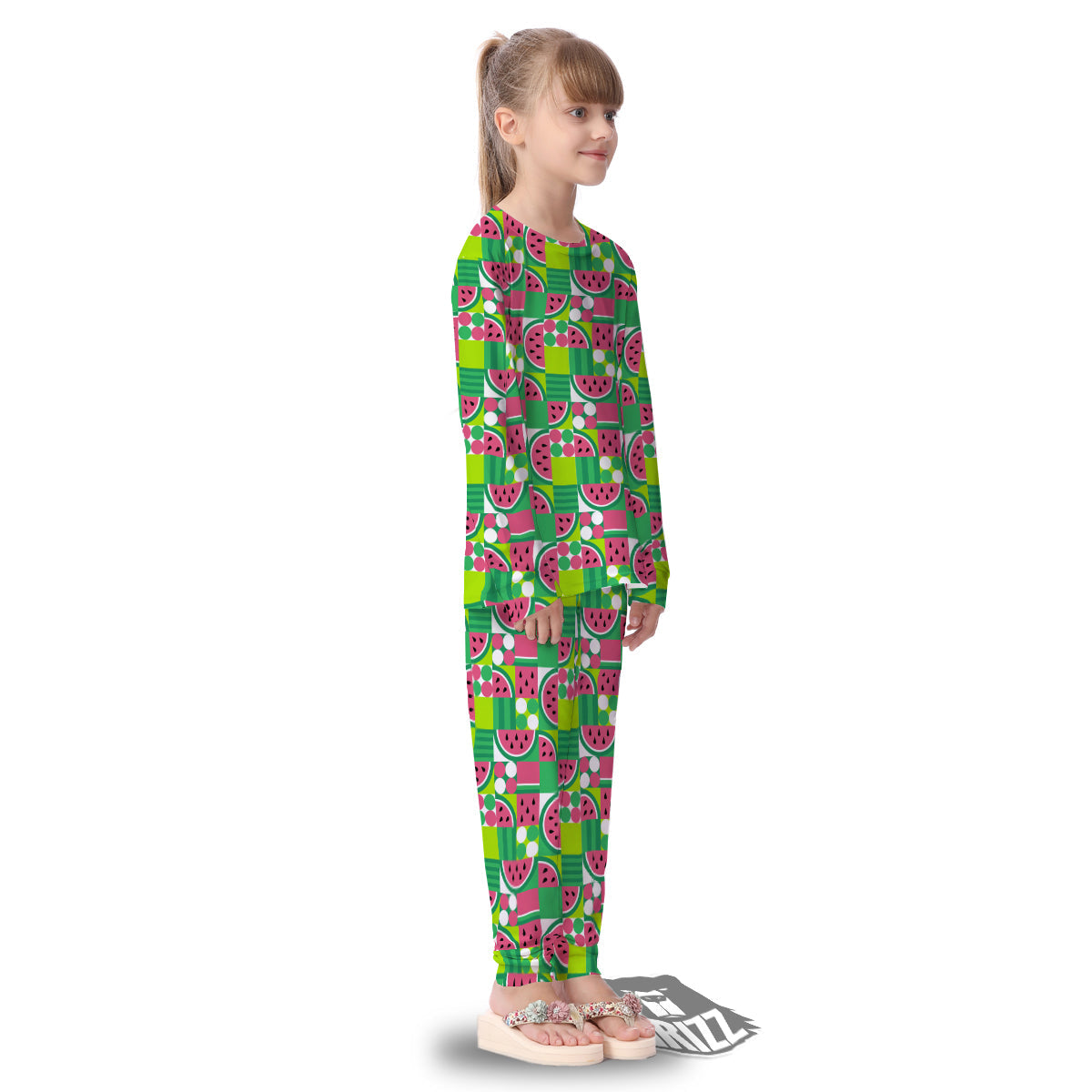 Watermelon Fruit Slice Geometric Print Kid's Pajamas-grizzshop