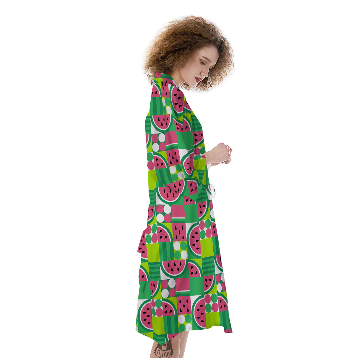 Watermelon Fruit Slice Geometric Print Kimono-grizzshop