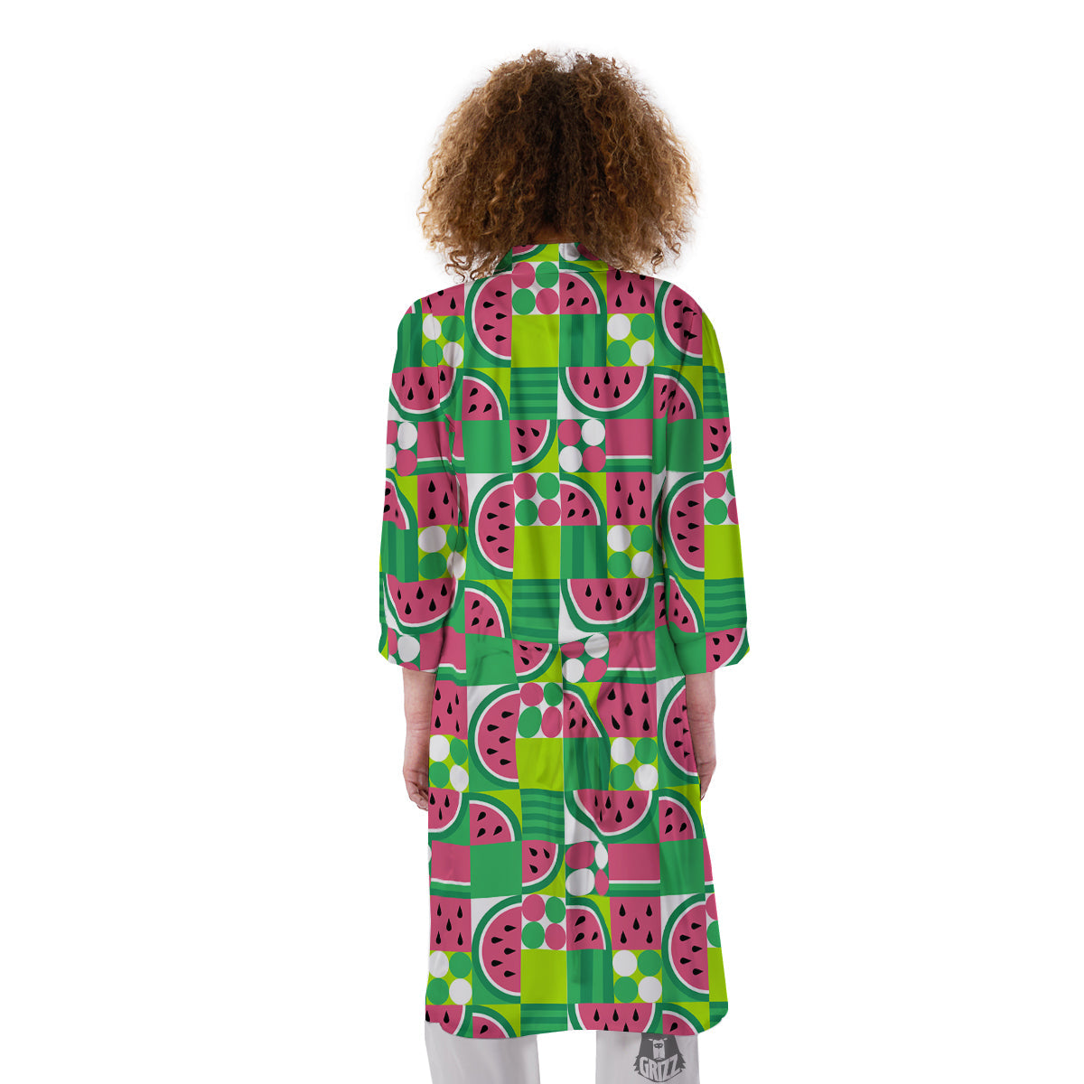 Watermelon Fruit Slice Geometric Print Kimono-grizzshop
