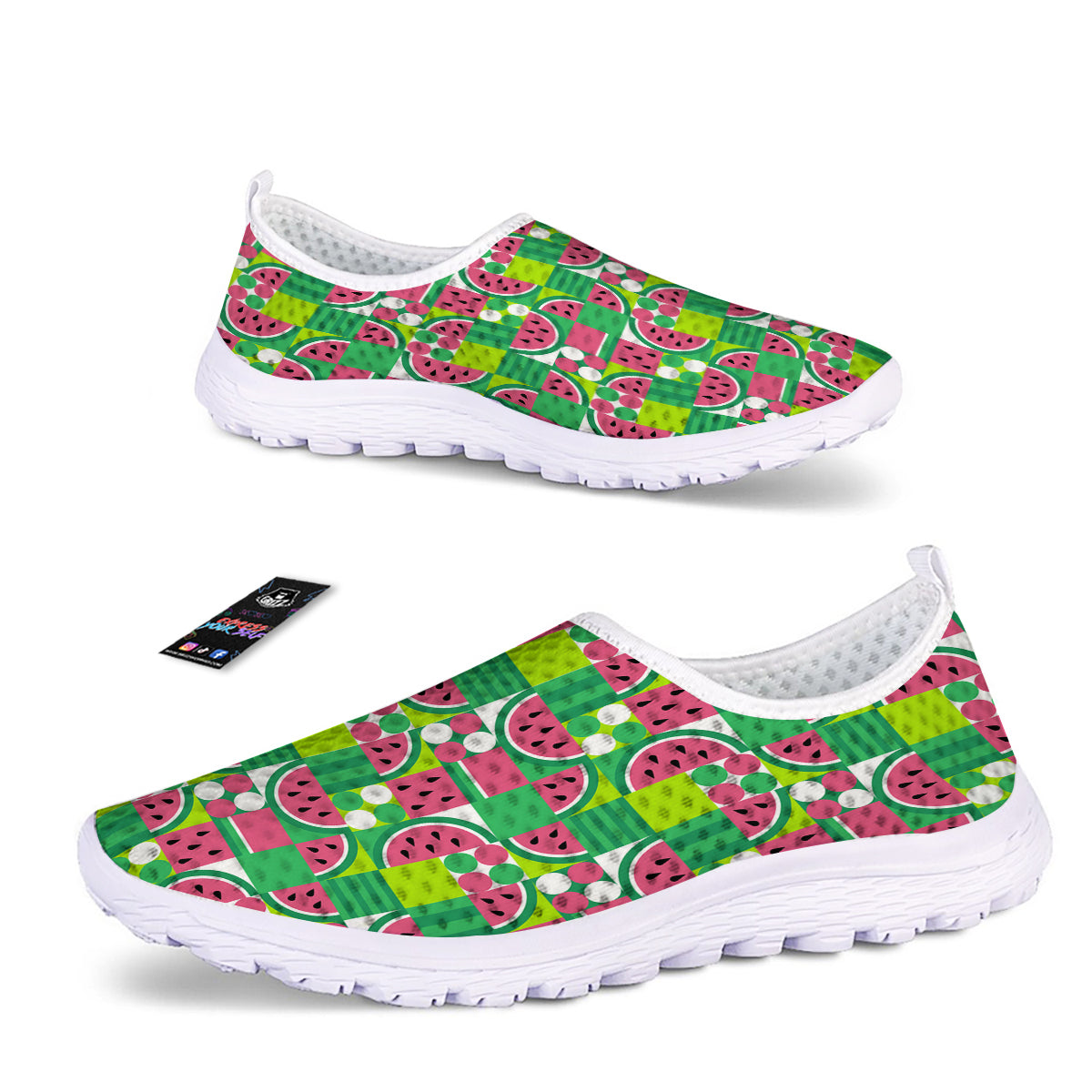 Watermelon Fruit Slice Geometric Print Nurse Shoes-grizzshop