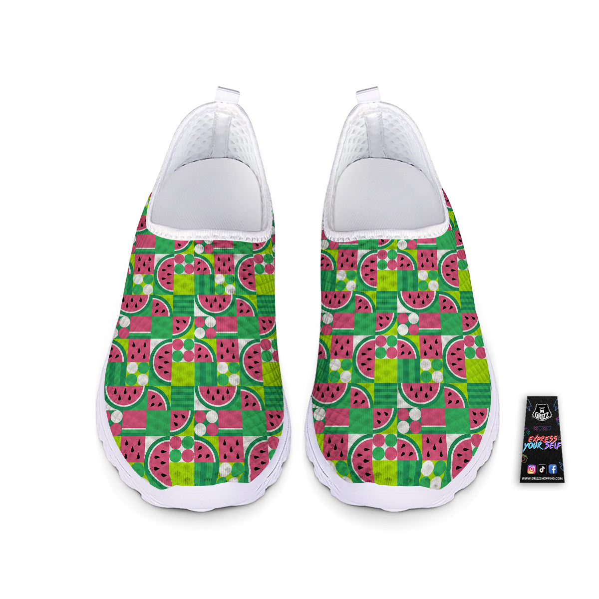 Watermelon Fruit Slice Geometric Print Nurse Shoes-grizzshop