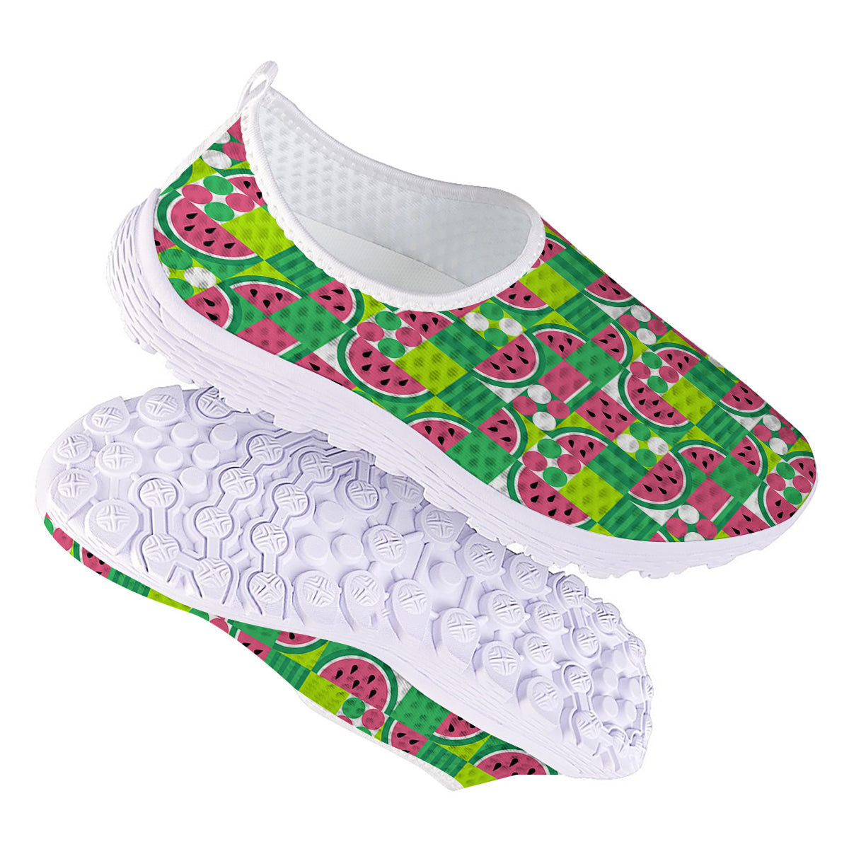 Watermelon Fruit Slice Geometric Print Nurse Shoes-grizzshop