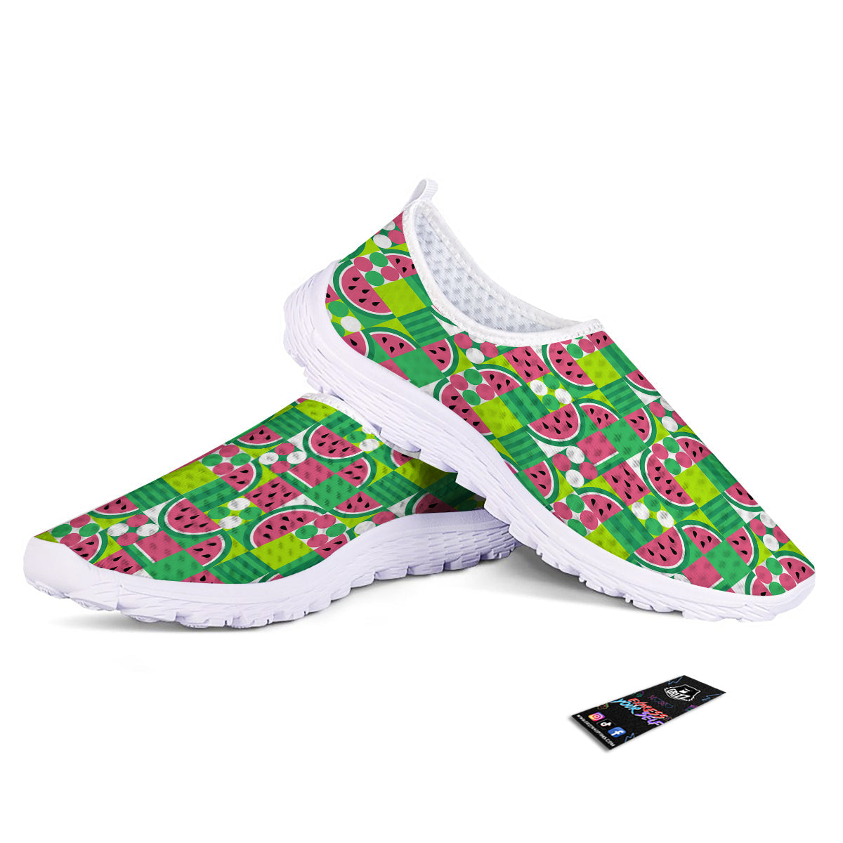 Watermelon Fruit Slice Geometric Print Nurse Shoes-grizzshop