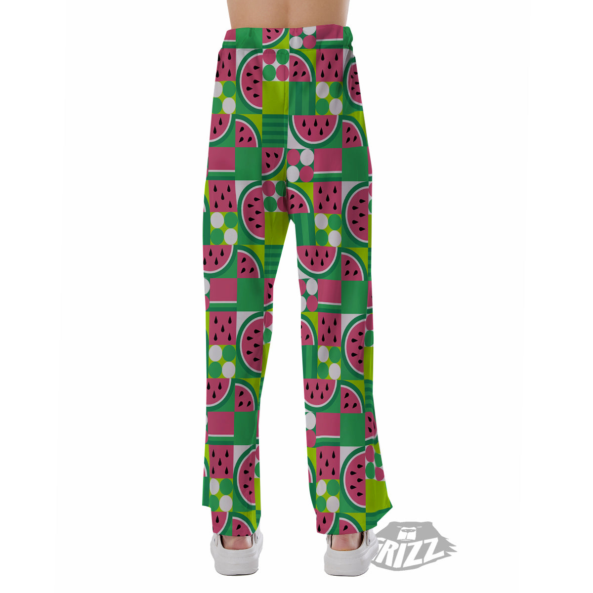 Watermelon Fruit Slice Geometric Print Pajama Pants-grizzshop