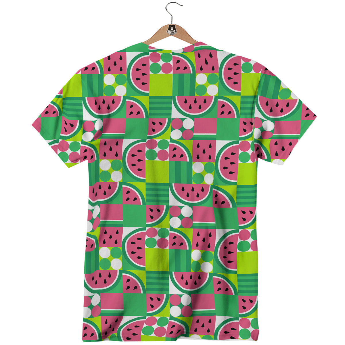 Watermelon Fruit Slice Geometric Print T-Shirt-grizzshop