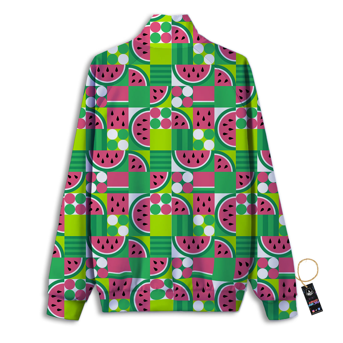 Watermelon Fruit Slice Geometric Print Track Jacket-grizzshop