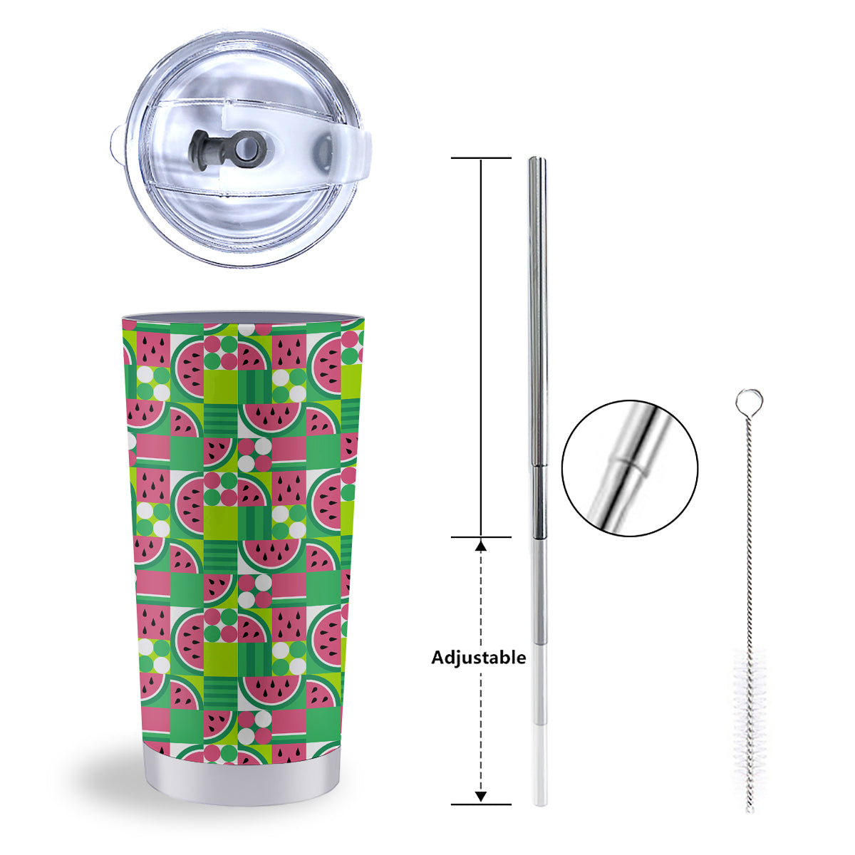 Watermelon Fruit Slice Geometric Print Tumbler-grizzshop