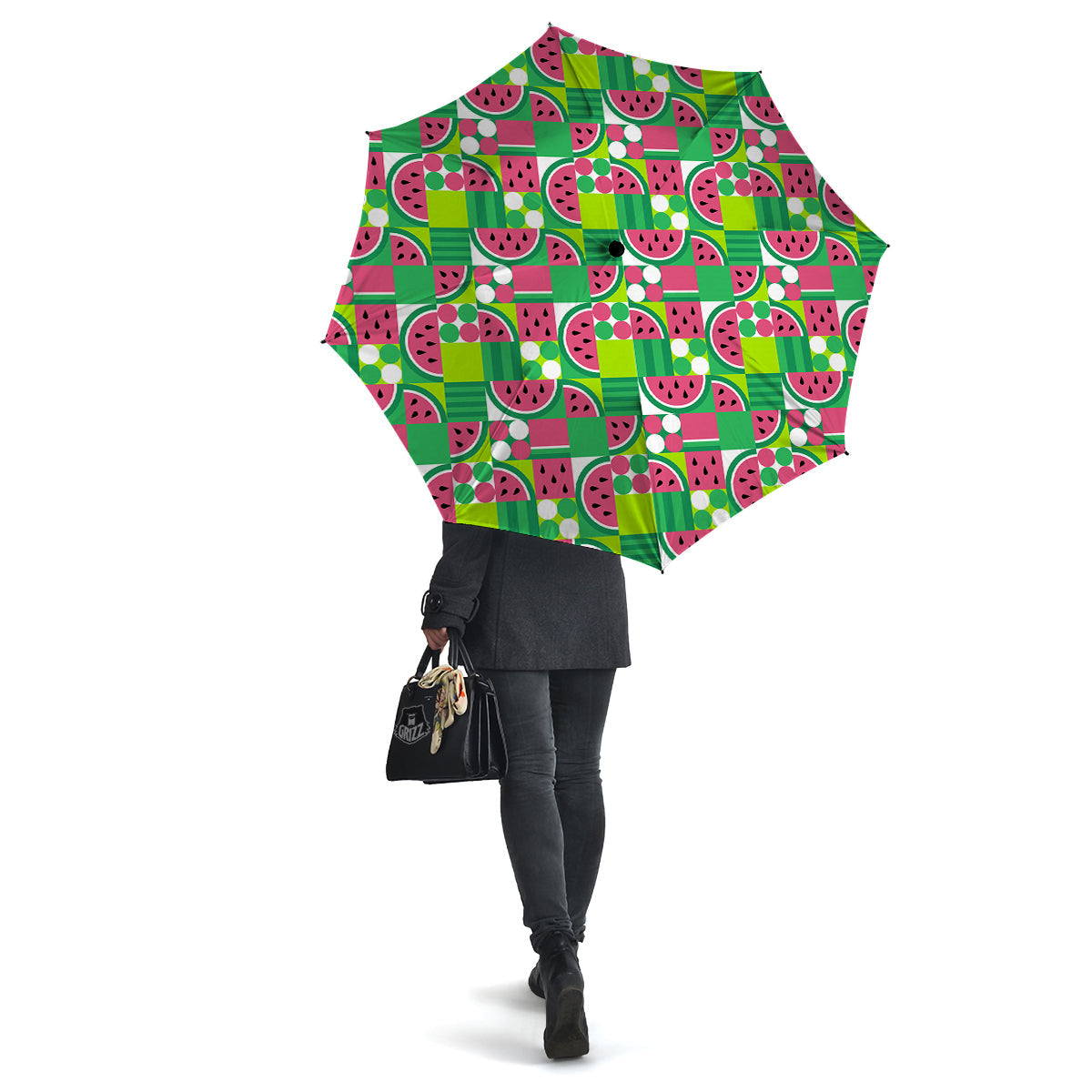 Watermelon Fruit Slice Geometric Print Umbrella-grizzshop