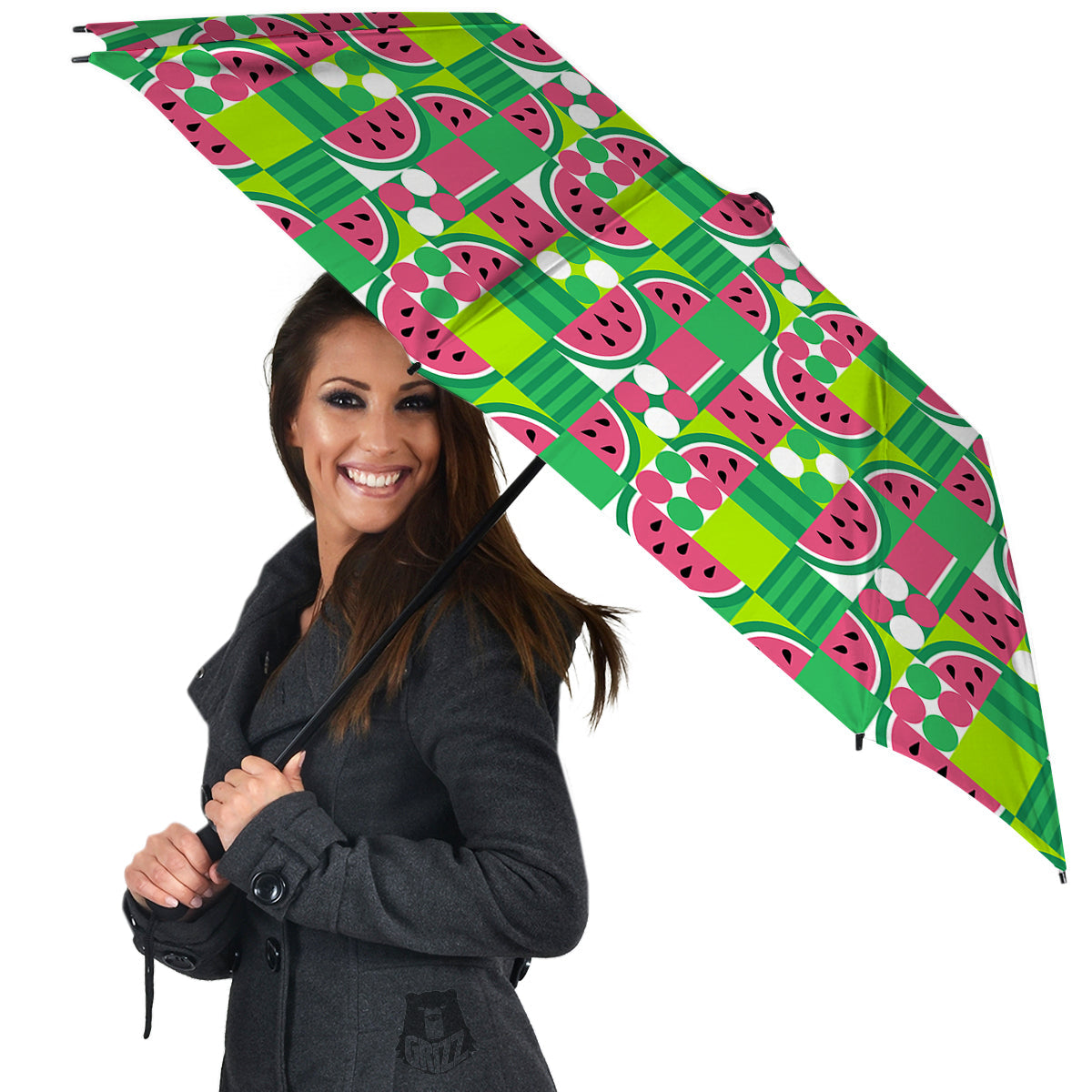 Watermelon Fruit Slice Geometric Print Umbrella-grizzshop