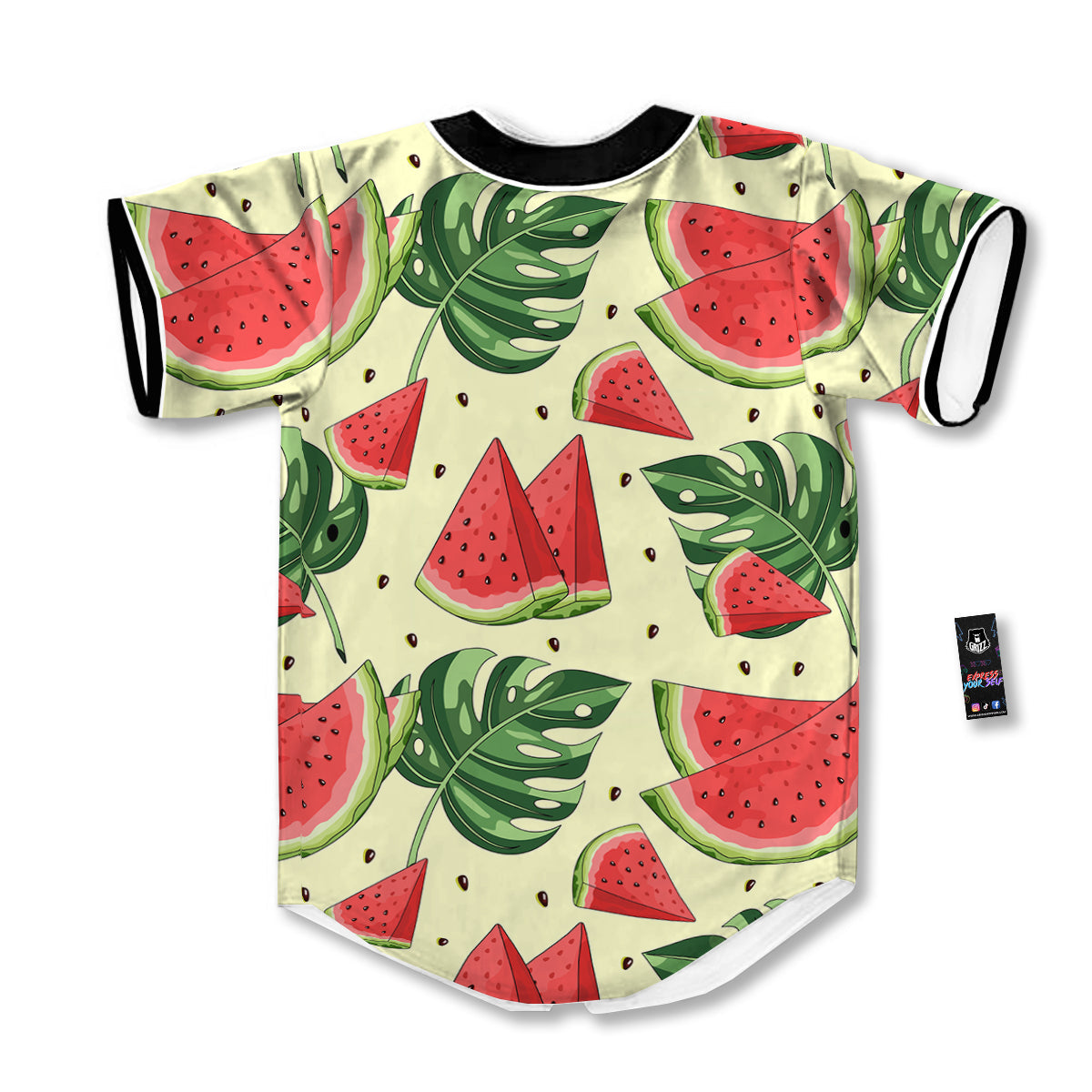 Watermelon Leaf Tropical Print Pattern Baseball Jersey-grizzshop