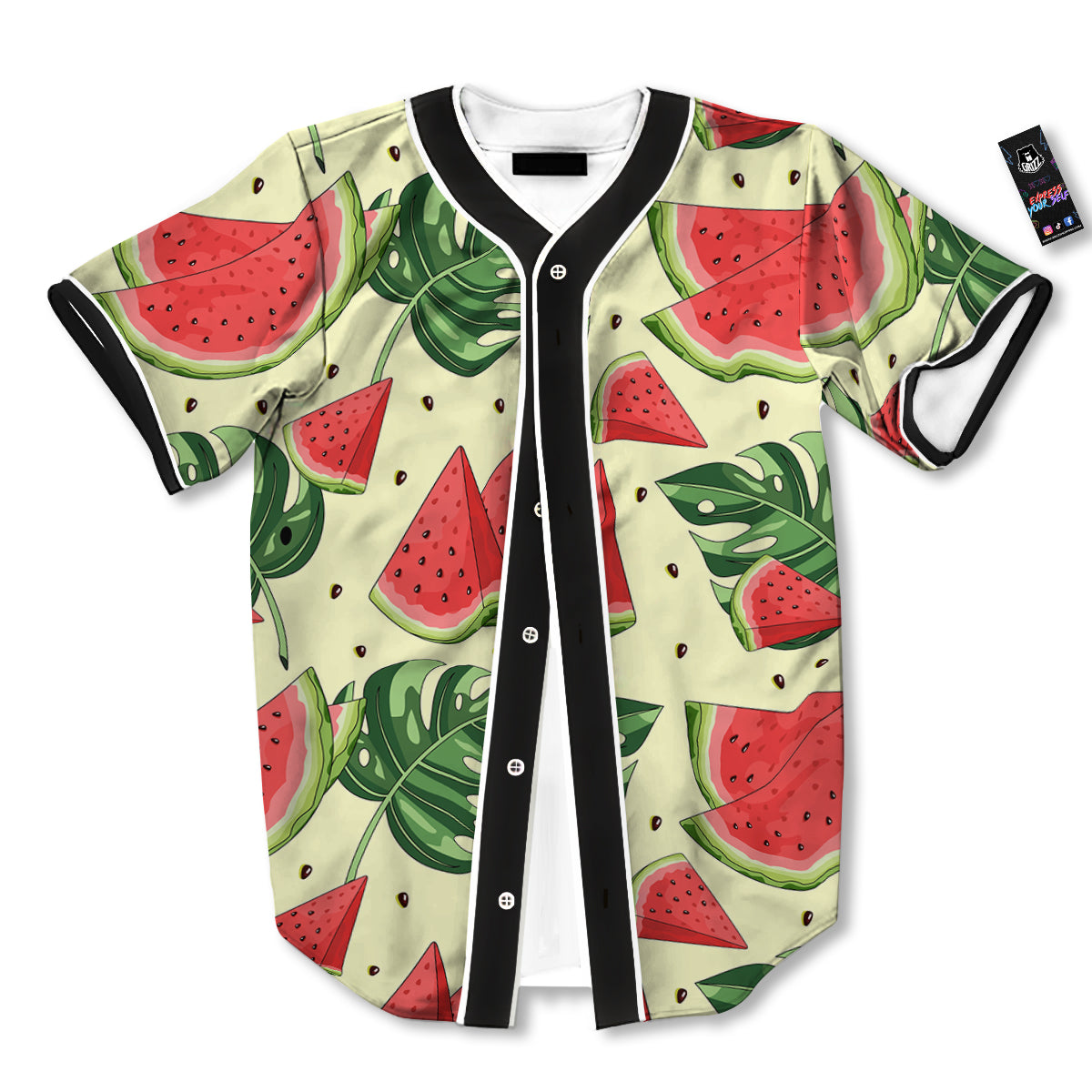 Watermelon Leaf Tropical Print Pattern Baseball Jersey-grizzshop
