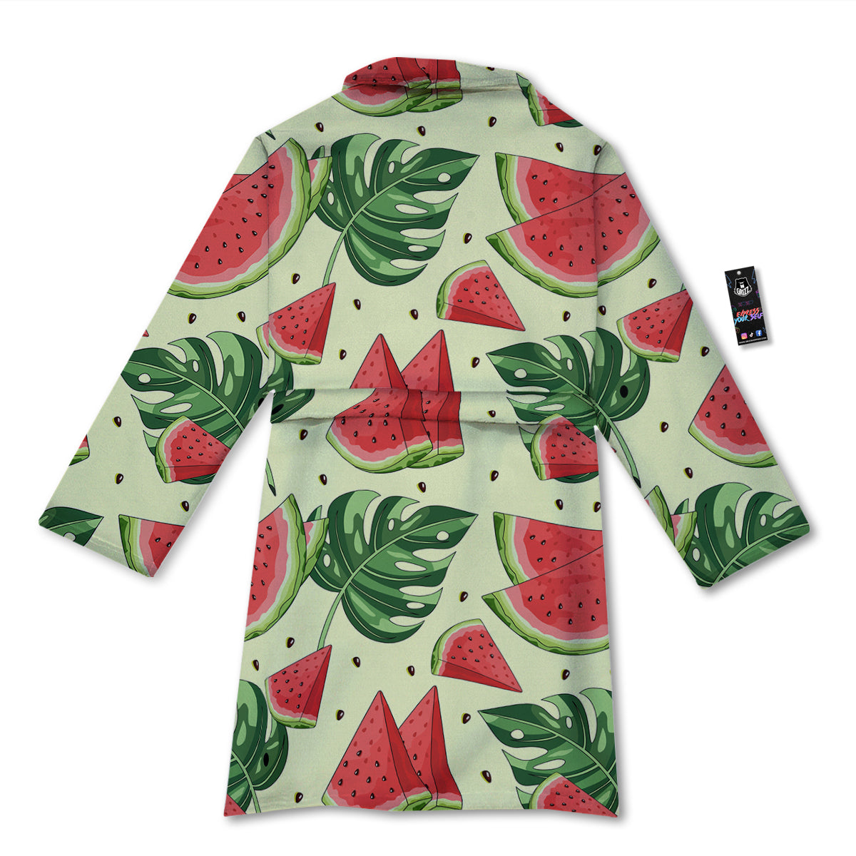 Watermelon Leaf Tropical Print Pattern Bathrobe-grizzshop