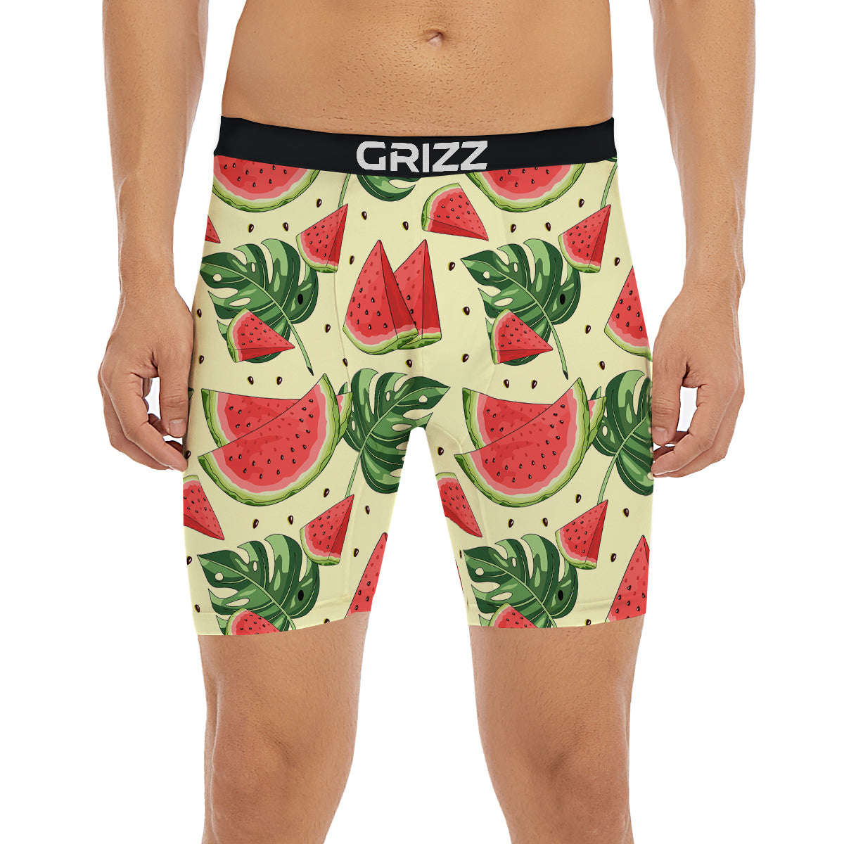 Watermelon Leaf Tropical Print Pattern Boxer Briefs-grizzshop