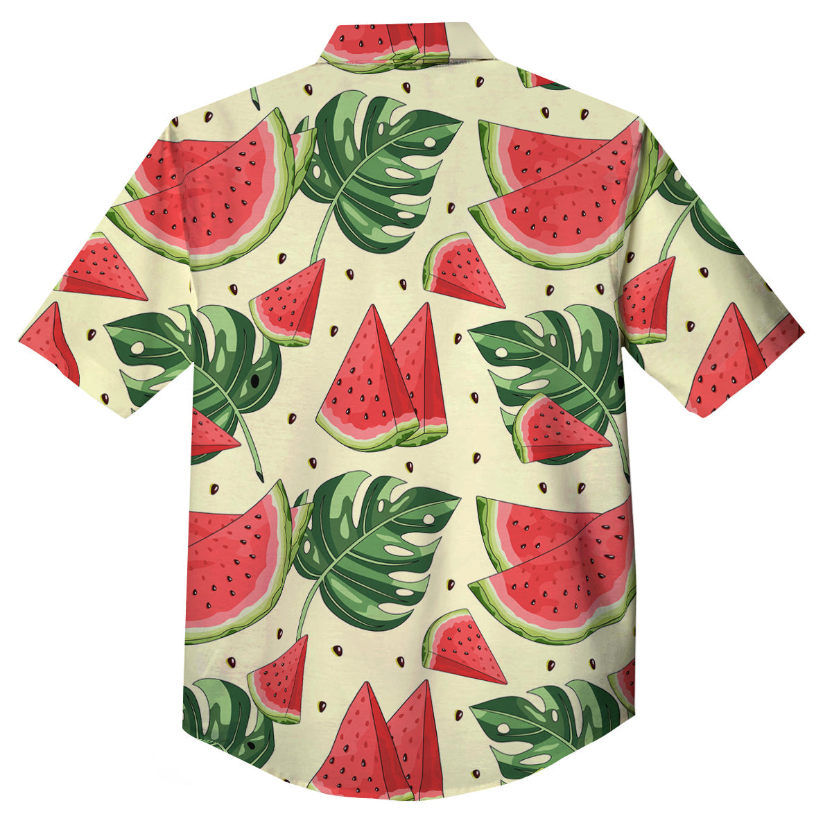 Watermelon Leaf Tropical Print Pattern Button Up Shirt-grizzshop