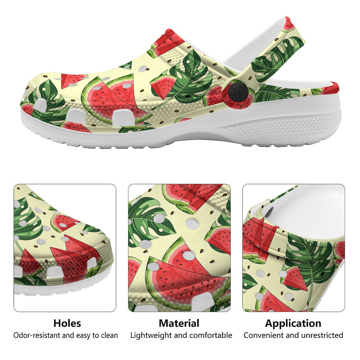 Watermelon Leaf Tropical Print Pattern Clog-grizzshop
