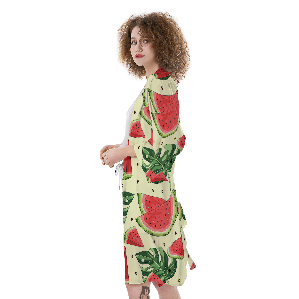 Watermelon Leaf Tropical Print Pattern Kimono-grizzshop